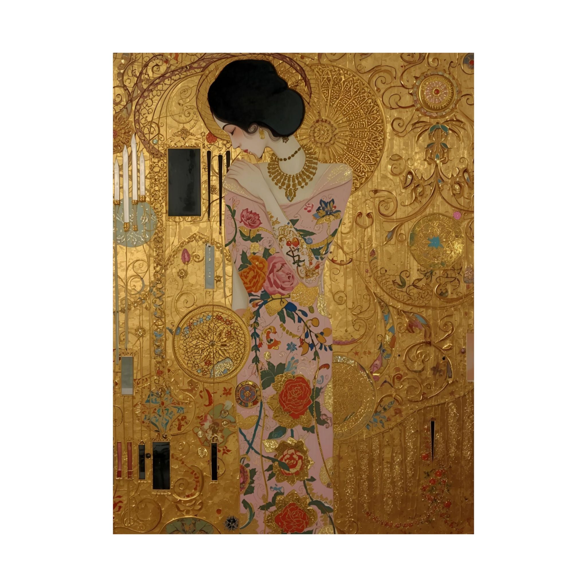 Elegant Satin Poster in Klimt-Style For Romantic Wall Art Decor Ideas - Rosetta Creative Boutique